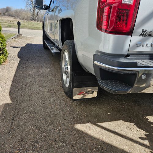Truck Hardware Gatorback "Z71" Logo Mud Flaps - 14" Wide - Anodized Brackets customer photo